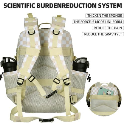 Lovelinks21 45L Tactical Assault Backpack 3 day assault pack with Molle Waterproof backpack Rucksack for Tactical Backpacks (Beige Plaid) - color: Beige Plaid