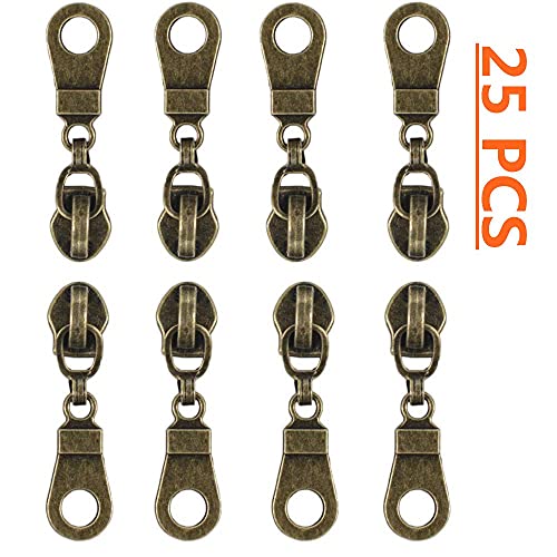 MebuZip #5 Antique Brass Metallic Nylon Coil Zippers by The Yard Bulk Coil Zipper Roll 10 Yards with 25pcs Pulls for DIY Sewing Craft Bags (Beige) - color: Antique Brass Beige