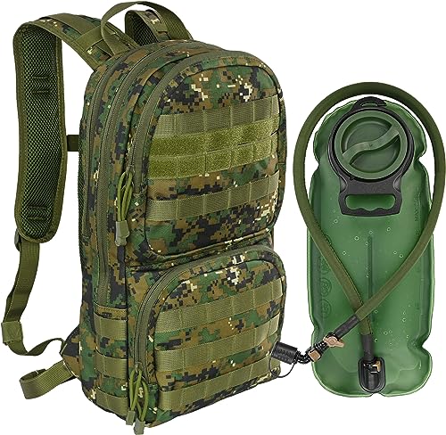 MARCHWAY Tactical Molle Hydration Pack with 3L TPU Water Bladder, Military Backpack for Backpacking, Hiking, Running, Cycling