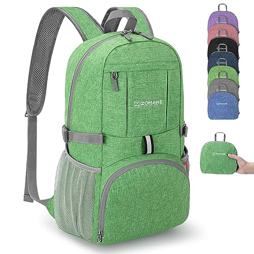 ZOMAKE Ultra Lightweight Packable Backpack 25L,Small Foldable Backpacks Hiking Water Resistant Collapsible Daypack for Women Men(Dark Green-C1) - color: Dark Green-c1, size: 25L
