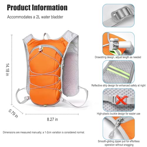 Travel Hiking Cycling Lightweight Backpack Adjustable shoulder straps, Running Hydration Vest for Outdoor Trail for Men Women-Orange