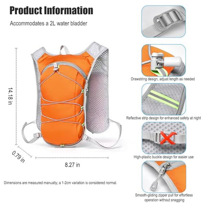 Travel Hiking Cycling Lightweight Backpack Adjustable shoulder straps, Running Hydration Vest for Outdoor Trail for Men Women-Orange