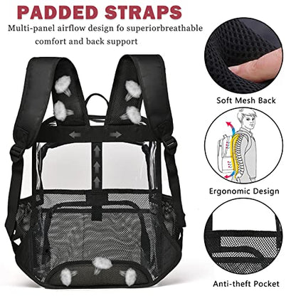 Clear Backpack, Stadium Approved Heavy Duty Waterproof Book Bag for Women Men - color: Black-2pack, size: Large-15.5in