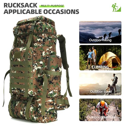 King'sGuard 70L Camping Hiking Backpack for Men Women Large Military Tactical Backpack Molle Rucksack Backpack for Outdoor - color: Woodland Camo