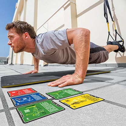 Stack 52 Suspension Exercise Cards. Compatible with All Suspension Trainers. Suspended Bodyweight Resistance Workout Game. Video Instructions Included. Fun Home Fitness Program. (New Deck) - color: 55 Card Base Deck