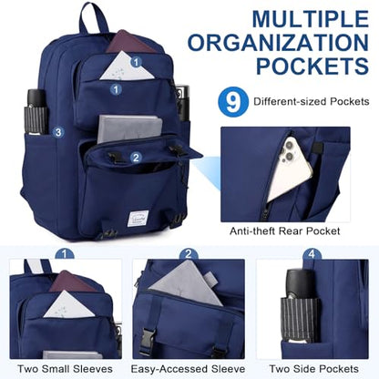 VASCHY Backpack for Men, Unisex Large Fashion Schoolbag Book bag Rucksack for High School/University/Work/Travel/Commuter Blue - color: Dark Blue