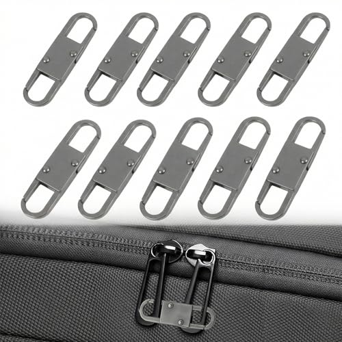 MILAKE 10 Pcs Premium Anti-Theft Zipper Lock, Small Clips for Bags, Backpacks, Purses, Luggage, Zipper Pull Replacement, Durable Multi-Color Set for Travelers, Hikers, and Daily Commuters (Gray) - color: gray