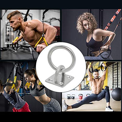 4Pcs M5 Rectangle Pad Eye Plate with Ring Hook, Ceiling Hooks Wall Mount Bracket, Heavy Duty Stainless Steel Anchor Mount for Yoga Swings Hammocks/Boat Rigging/Suspension Training Straps - size: M5 (Rectangle Pad Eye)
