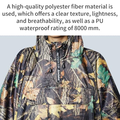 Andake Waterproof Rain Poncho for Adults Unisex,230T Ripstop Polyester,Raincoat Gear with Transparent Viewing Window Outdoors - color: Camo