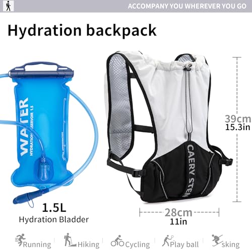 Lightweight Running Hydration Backpack, 1.5L Water Bag Running Vest | Marathon, Hiking Cycling, Breathable Adjustable Design, Unisex - color: olive green