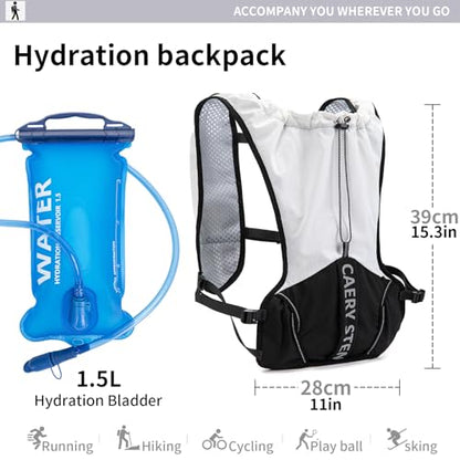Lightweight Running Hydration Backpack, 1.5L Water Bag Running Vest | Marathon, Hiking Cycling, Breathable Adjustable Design, Unisex - color: olive green