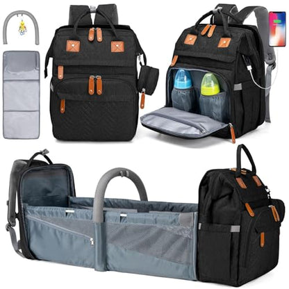 KABAQOO Diaper Bag Backpack with Detachable Changing Station, Large Capacity Baby Diaper Bags for Boys & Girls, Baby Registry Search Stuff & Shower Gifts, Newborn Essentials Must Haves, Black-2s - color: Black-2s