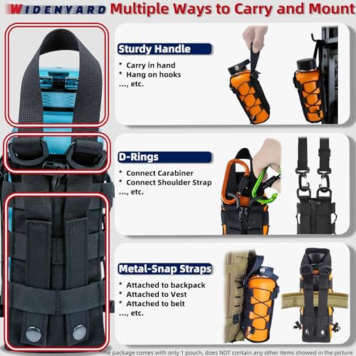 Molle Water Bottle Holder Pouch, 16-77 oz Adjustable Capacity Tactical Bottle Bag, Compatible with Backpack, Vest, Belt for Outdoor Activities - color: Black, style: Enhanced