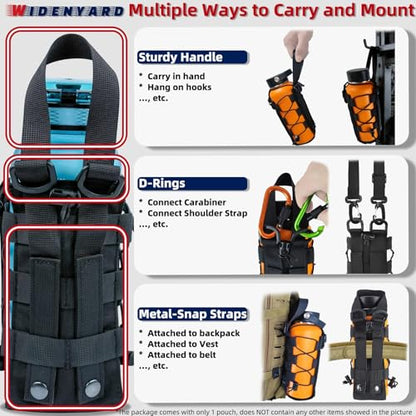 Molle Water Bottle Holder Pouch, 16-77 oz Adjustable Capacity Tactical Bottle Bag, Compatible with Backpack, Vest, Belt for Outdoor Activities - color: Black, style: Enhanced