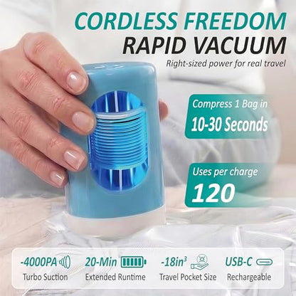 Travel Vacuum Storage Bags with Rechargeable Cordless USB Pump, 30 Combo