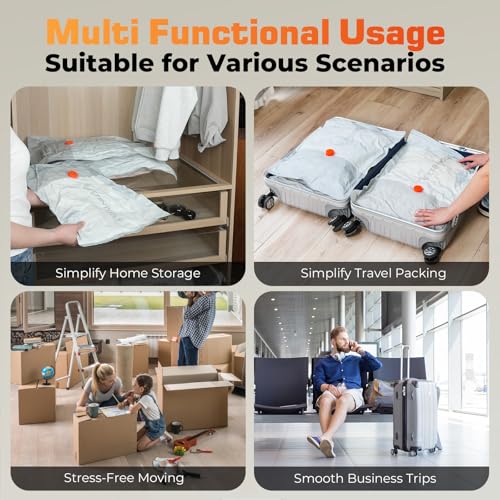 ETENWOLF 10 Pack Reusable Vacuum Storage Bags for Travel with Rechargeable Air Pump,Vacuum Compression Packing Seal for Clothes, Blankets, Seasonal Storage,Carry-On Space Saver Bags in 3 Sizes - size: 10 Combo Set