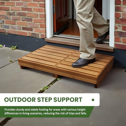 Wooden Step Stool, 3.5" One Step, Non-Slip Outdoor Heavy Duty Platform Mobility Step for Handicap, Bedroom, Kitchen