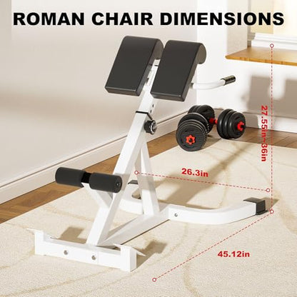 Roman Chair, Multifunctional hyperextension bench for Men & Women, Fitness Chair for Hip, Exceptional for Glute, Core and Lower Back Training,300 lbs Weight Capacity