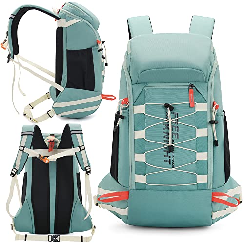 Bseash 40L Waterproof Hiking Camping Backpack with Rain Cover, Outdoor Sport Travel Daypack Rucksack for Skiing Cycling (Mint Green) - color: Mint Green