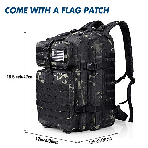 Prospo Military Tactical Backpack Large Fishing Tackle Backpack 3 Day Assault Survival Pack Molle Bag for Men - color: Black Cp