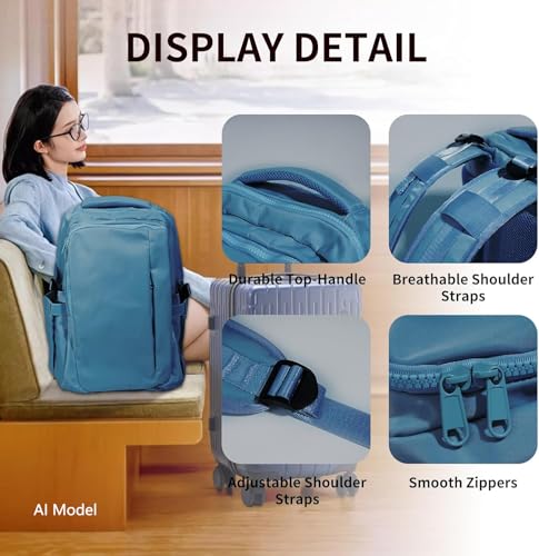 Travel Backpack for Women Men Carry on Backpack, Airline Approved Large Travel Bag Flight Approved Personal item, 15.6 Inch Laptop Backpack Casual Daypack for Weekender Hiking-DEEP BLUE - color: Deep Blue