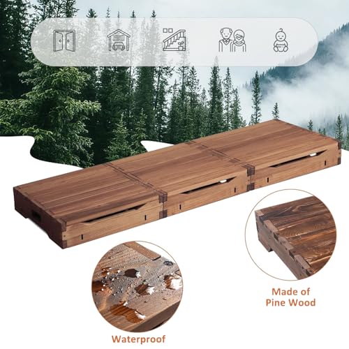 Wooden Platform Step Stool-Wooden Platform 3.75" Height.One Step Stool Larger 47.5" Carbonization Porch Step,Stair Assist Indoor&Outdoor,Bedside Foot Stepper,Mobility Stepping.for Handicap - size: 47.5