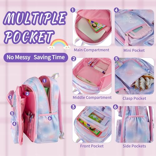 Kids Backpack for Girls, Purple | School Bags for Middle School Students, Book Bag for Elementary Primary, Kawaii Ita Backpack - color: 9515
