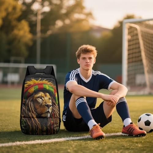 Basketball Backpack With Separate Ball Compartment And Shoes Fit Basketball Volleyball Football - color: Rasta Lion