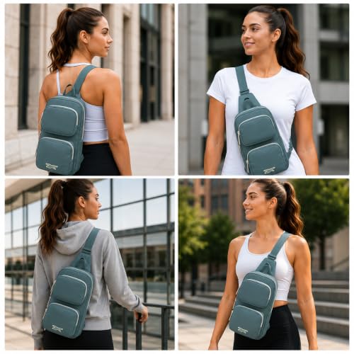 Reebok Unisex Crossbody Bag - Convertible Compact Durable Cross Body Bag for Women and Men - Gym and Travel Essentials, Size One Size, Mikayla Green - color: Mikayla Green