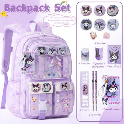 Cute Backpacks for Girls, Cute Backpack for School, Cute School Backpack for Kids Ages 6-12 - color: Purple