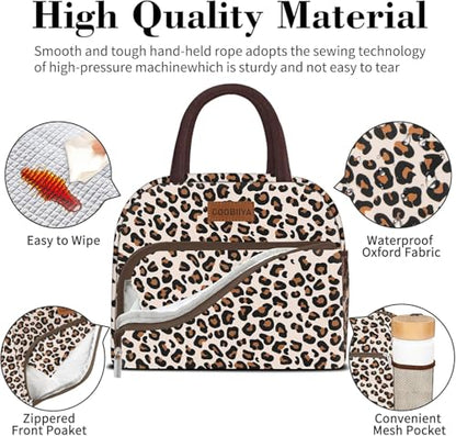 Coobiiya Lunch Box Lunch Bag for Women Adults Men, Reusable Cute Lunch bag - Leakproof, Insulated Lunch Box Tote with Large Capacity, Cooler Container for Work/Travel/Office - color: Leopard