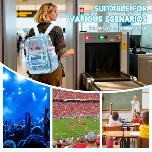 Clear Backpack for Girls,Transparent Backpack See Through Backpacks Stadium Event,Heavy Duty Clear Bookbag for School Blue - color: Healing Blue