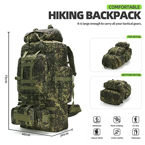 King'sGuard 100L Camping Hiking Backpack Molle Rucksack Military Camping Backpacking Daypack - color: Russian Camo