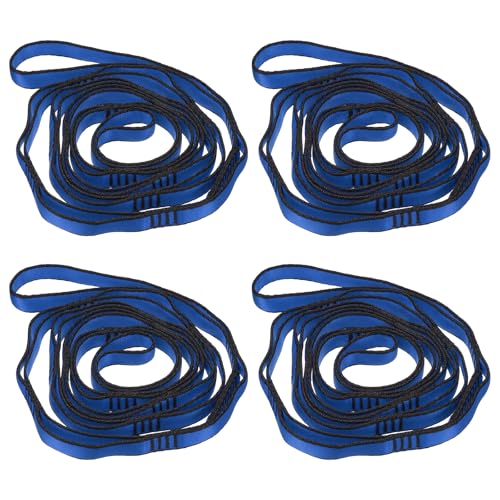 PATIKIL Daisy Chain Straps, Strong Climbing Strap Adjustable Nylon Chain Sling with Loops for Aerial Yoga Hammock Swing - color: Blue, size: 71 Inch