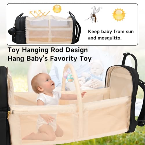 ANWTOTU Leather Baby Diaper Bags with Changing Station,Extra large Capacity Baby Diaper Bag Backpack,Waterproof Baby Essentials(Black) - color: Black-l