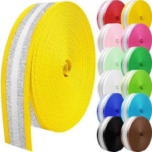 10 Yards Nylon Webbing 1.5 Inch 2 Inch Nylon Strap Webbing Straps Backpack Straps Nylon Belt for Indoor or Outdoor Gear, DIY Crafting, Handles, Luggage, Slings - color: Yellow-10 Yards, size: 1.5 inch