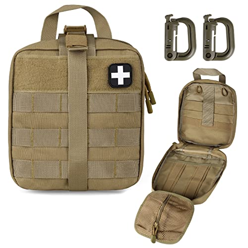 LIVANS 1000D First Aid Bag Empty Medical Ifak Pouch Molle EMT Pouches Rip-Away Tactical Military Trauma Emergency Medic Bag - color: Khaki(7.1"l X 3.5"w X 8"h)