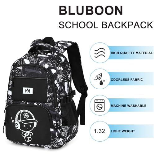 Bluboon Kids Backpack Boys Camo Bookbag Teens Elementary School Bag Daypack Travel Back Pack Middle school (Grey Graffiti) - color: Grey Graffiti