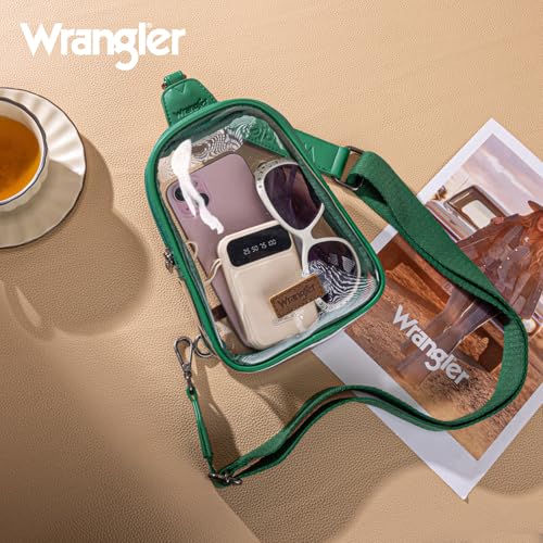 Wrangler Clear Bag for Stadium Events Crossbody Sling Purse for Sports - color: Small-green