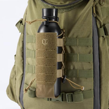 Tactical MOLLE Pouch Water Bottle Holder with Shoulder Strap Modular Bag for Outdoor Hiking Camping Hunting Fishing Airsoft - color: Coyote