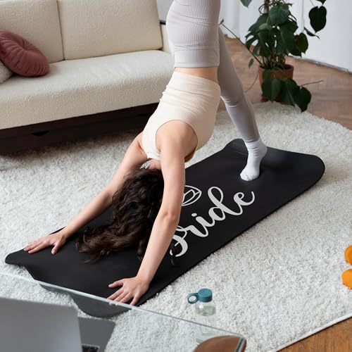 Brosash Bride and Groom Yoga Mat - Extra Thick and Non-Slip Exercise Mat with Carry Strap for Home Gym, Stretching and Floor Workouts - Durable and Portable Fitness Mat, Easy to Clean