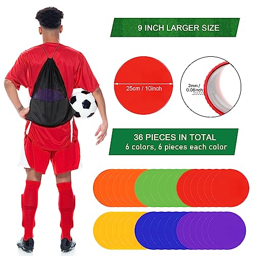 Poly Spots Spot Markers for Gym Floor 9inch 10inch 12/18/24/36 Pcs Flat Cones Non-Slip Rubber Floor Dots Circles for Sports Soccer Basketball Agility Training Dance Classroom - style: 36Pcs 9inch