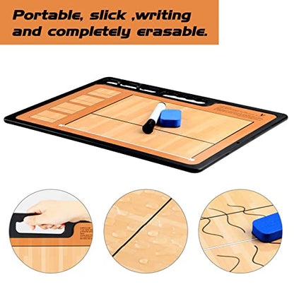 LEAP Coach Board Premium Tactical Clipboard Two Sides with Full & Half Court Dry Erase Marker Board for Basketball, Baseball, Soccer, Football, Hockey - color: Volleyball
