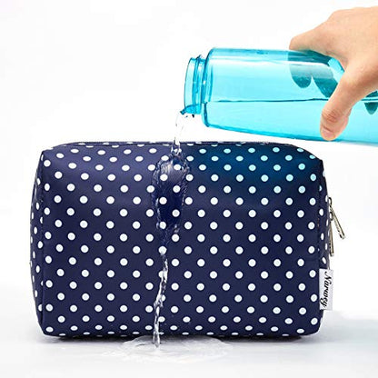Narwey Cute Makeup Bag Travel Cosmetic Bag Organizer Toiletry Bag Make Up Bags with Compartments for Women Girls (Large, Polka Dot) - color: Polka Dot, style: Large