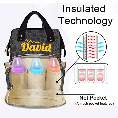 Artsadd Custom Bear Diaper Bag Backpack for Baby Boys, Personalized Name Large Nappy Nursing Orangizer Mommy Bags, Waterproof Travel Daypack for Baby Shower Gifts - color: Bear 01
