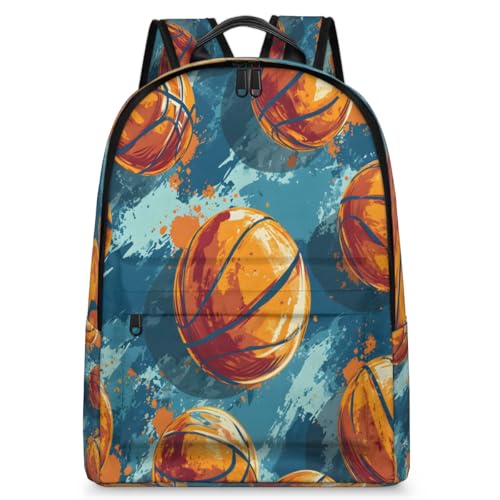 17.5 inch Laptop Backpack Basketball Balls College Waterproof Travel Bag Casual Book Bag with Multiple Pockets Laptop Backpacks for Travel Hiking