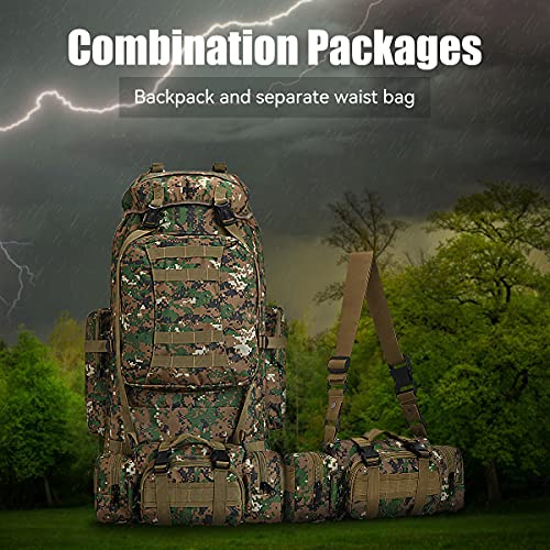 100L Camping Hiking Backpack,Molle military Tactical rucksack backpack,Waterproof Lightweight Hiking Backpack - color: Woodland Camo