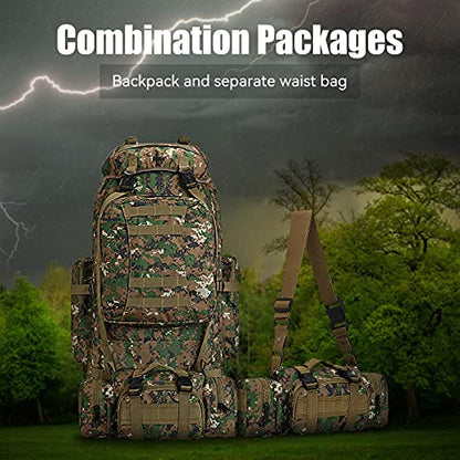 100L Camping Hiking Backpack,Molle military Tactical rucksack backpack,Waterproof Lightweight Hiking Backpack - color: Woodland Camo