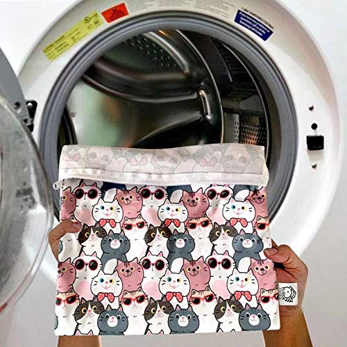 4pcs Waterproof and Reusable Wet Bag Diaper Stroller Water Resistant Swimsuit Travel Toiletries Yoga Gym Washable Carrier Small Medium Large Cat 4 Pack - color: Kittie