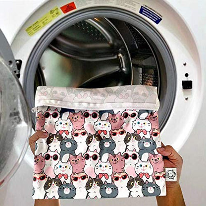 4pcs Waterproof and Reusable Wet Bag Diaper Stroller Water Resistant Swimsuit Travel Toiletries Yoga Gym Washable Carrier Small Medium Large Cat 4 Pack - color: Kittie